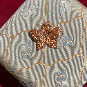 Rose Gold Butterfly Pendant Charm Necklace Accent